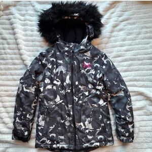 Under Armour Girls Black and Gray Ski Jacket Winter Coat Youth XL